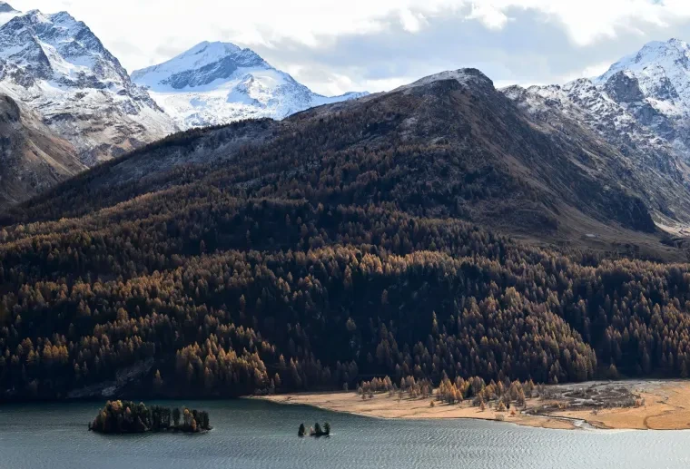 Landschaft – Engadin, Gebirge,See,Wald, Malerisch,Idyllisch, Herbst