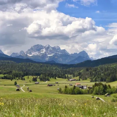 Landschaft – Garmisch Partenkirchen, Wiese, Malerisch,Idyllisch, Frühling