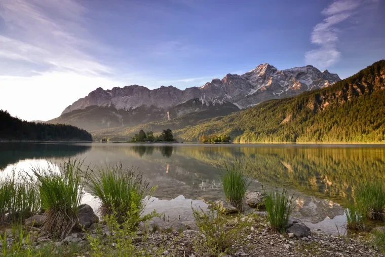 Landschaft – Garmisch Partenkirchen,Eibsee,Zugspitze, See, Sonnenaufgang,Malerisch, Frühling