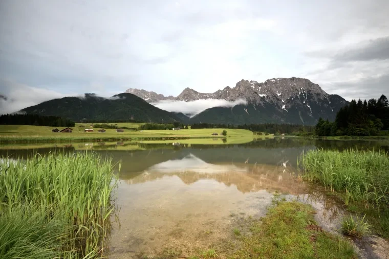 Landschaft – Garmisch Partenkirchen, See, Malerisch,Idyllisch,Sonnenuntergang, Frühling