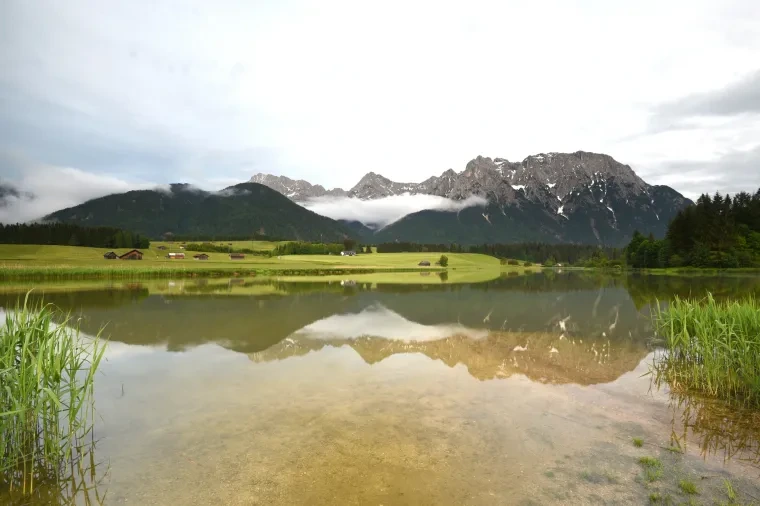 Landschaft – Garmisch Partenkirchen, See, Malerisch,Idyllisch,Sonnenuntergang, Frühling
