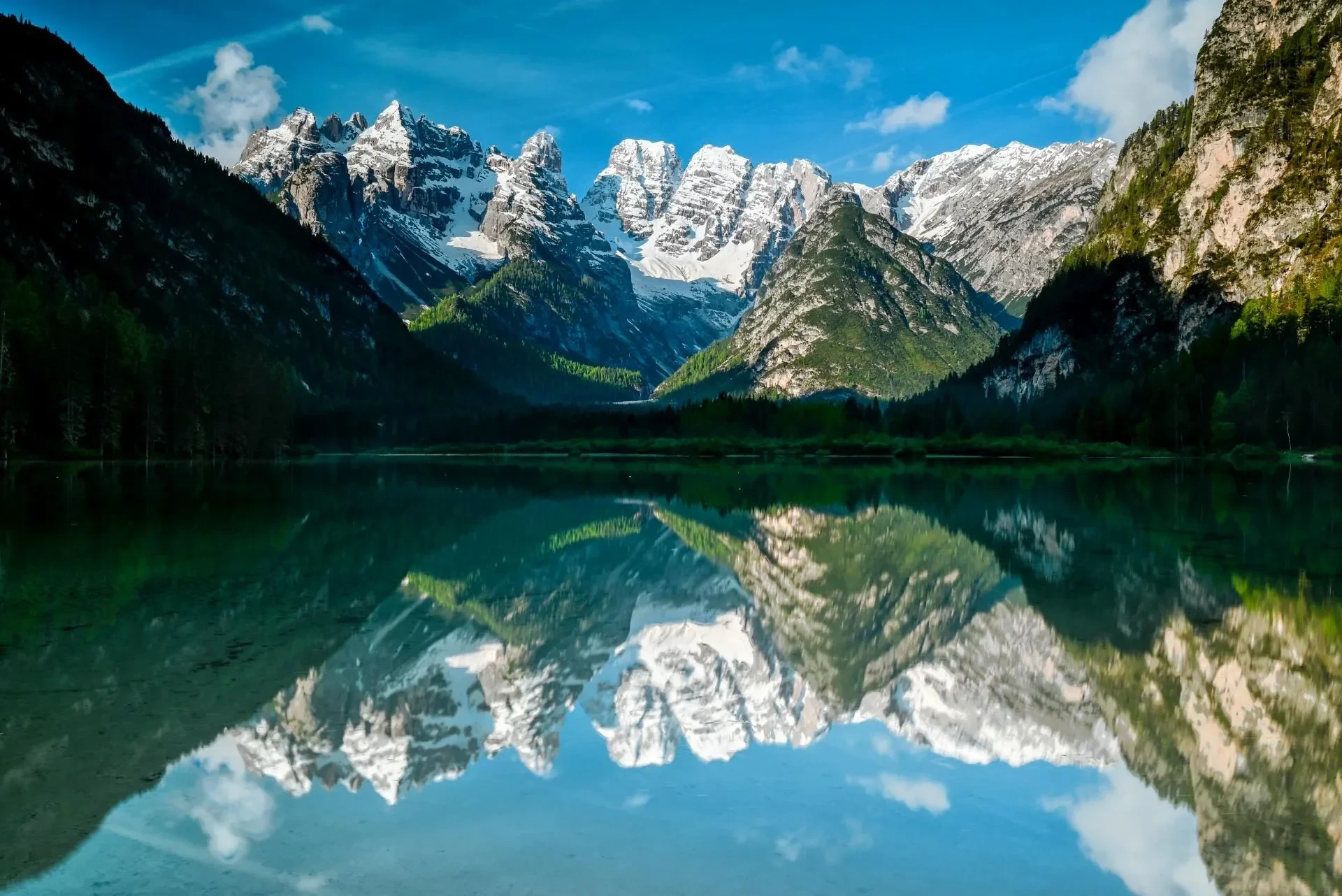 Landschaft – Dürrensee,Dolomiten,Alpen, See, Spiegelung, Frühling